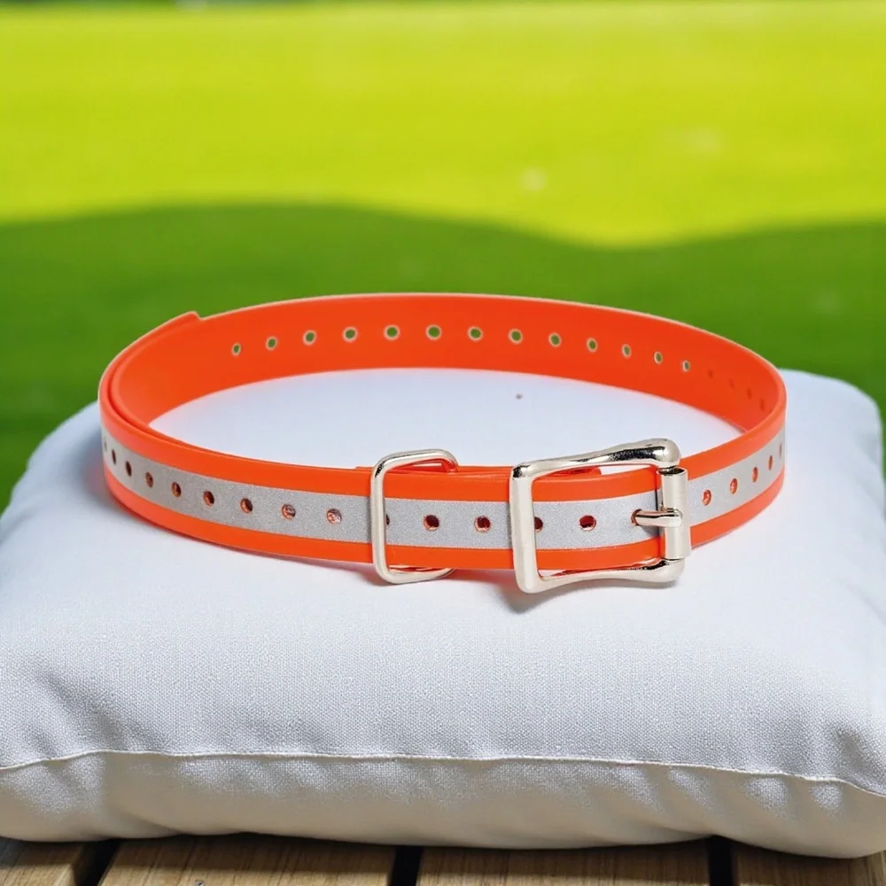 NWOT 3/4 Inch Waterproof & Rustproof Collar Strap, Reflective Orange! Adjustable